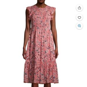 Time and Tru smocked salmon color floral dress Size L